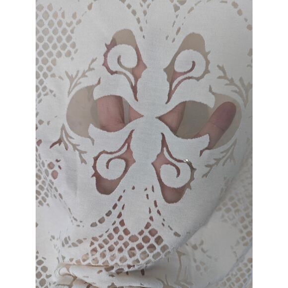 Cache Vintage Y2K Top Burnout Sheer Floral Net Design Cream Size Small - Picture 5 of 8
